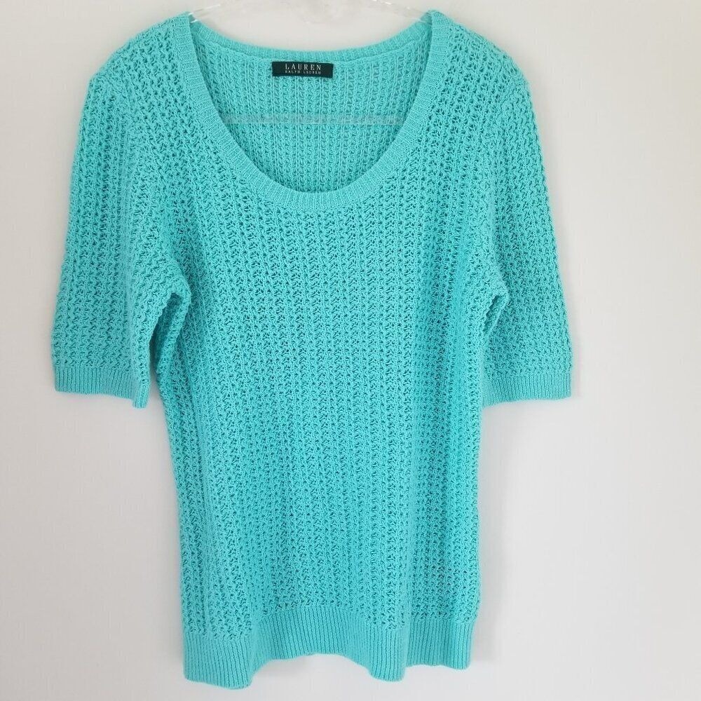 Lauren Ralph Lauren Size M Open Stitch Knit Crochet Coastal Beachy Vacation Top